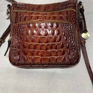 Brahmin Brown Leather Crocodile Crossbody Bag